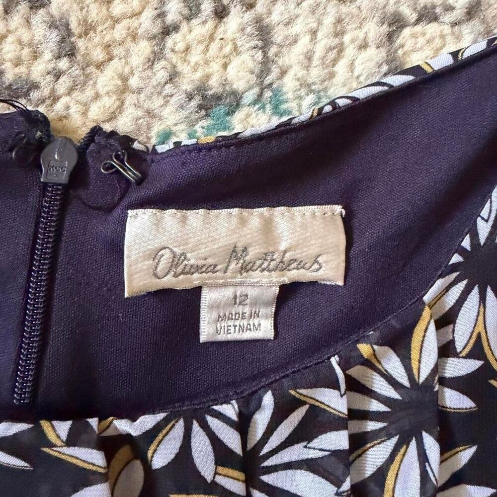 Olivia Matthews women’s navy floral dress Size 12 - Picture 3 of 8